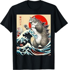 Catzilla Cat Japanese Art Funny Cat Gifts for Men Women T-Shirt