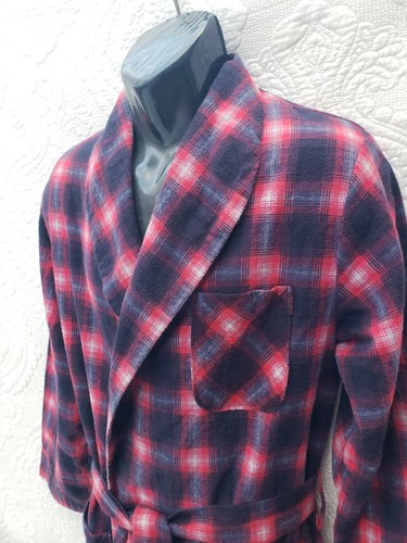 DEADSTOCK 1960s Brushed Flannel Robe by B.V.D neva-press Shawl Collar Belted S - 第 3/11 張圖片