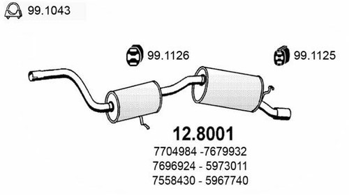 Marmitta Silenziatore posteriore FIAT UNO 60 1.1 1982> ASSO 128001 - Foto 3 di 3