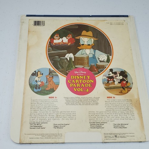 1982 SelectaVision Video Disc Disney Cartoon Parade Vol. 4 Mickey Donald Pluto - Picture 6 of 11