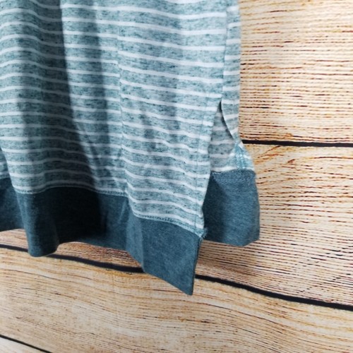 Ana A New Approach Size P L Bluish Gray Striped Top Side Slit T-shirt High Low - Picture 4 of 5