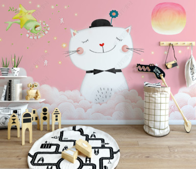 3D Cartoon Cats Wallpaper Wall Mural Removable Self-adhesive 45