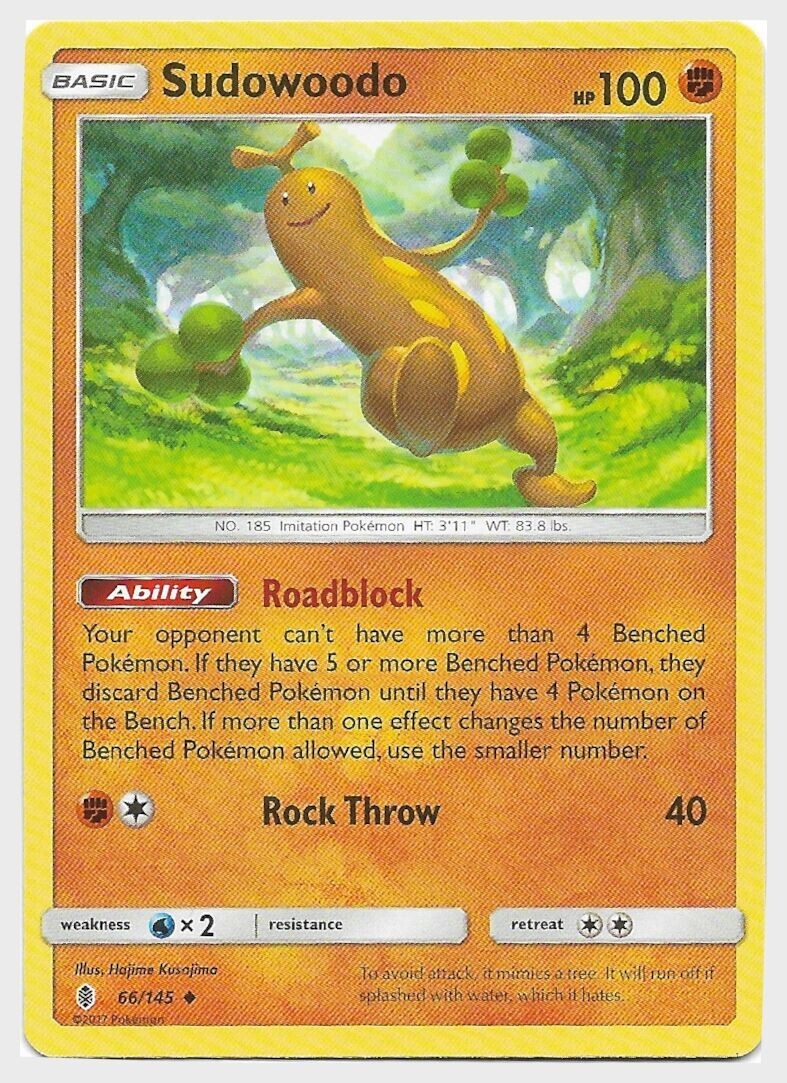 Sudowoodo 66/145 Uncommon SM Guardians Rising Pokemon Card NM-Mint