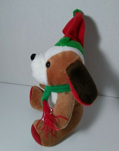 Pan de Azúcar Navidad Perro Peluche Papá Noel Sombrero Peluche Juguete Suave 6" Pequeño Vacaciones - Imagen 4 de 6