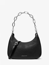 Michael Kors Cora Black Pebbled Leather Medium Crossbody Shoulder Hobo Bag