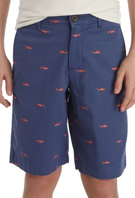 Crown & Ivy Boy s Size 16 Shark Printed Twill Shorts in Navy New with Tags
