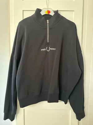 Womens Fred Perry Half Zip Sweatshirt Navy 16 UK