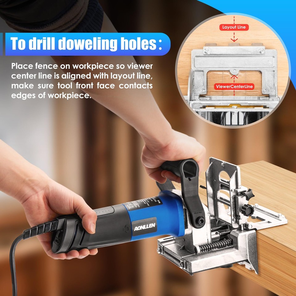 AONLLEN Dual Spindle Dowel Jointer Power Jointers Jointers Woodworking