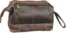 Genuine Buffalo Leather Case Toiletry Mens Bag Travel Dopp Men Travel Kit Unisex