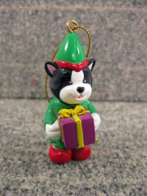 Ganz Lil Helper Christmas Ornament Figurine Webkinz Elf Black White Cat
