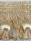 2.8 yards - 2.5" Confetti Ball Tassel Fringe Trim Gold Tan Ivory — photo 2
