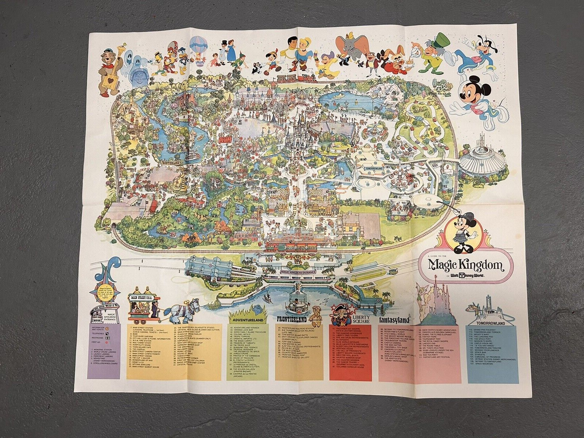 レア・パーク地図『米国ウォルト・ディズニーワールド(1979』&ステッカー中古品 レア・パーク地図『米国ウォルト・ディズニーワールド(1979