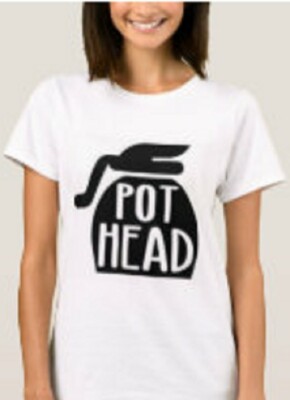 Pot Head T-Shirt GILDAN Pre-Shrunk 100% Cotton Coffee Lovers Pot Head Shirt
