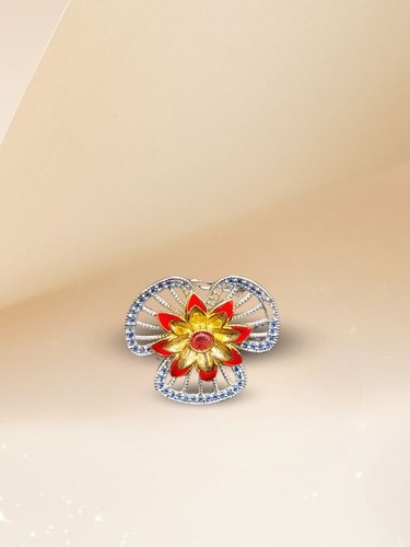 Elegant Floral Statement Ring for Women Vibrant Multicolor Flower Design Ring