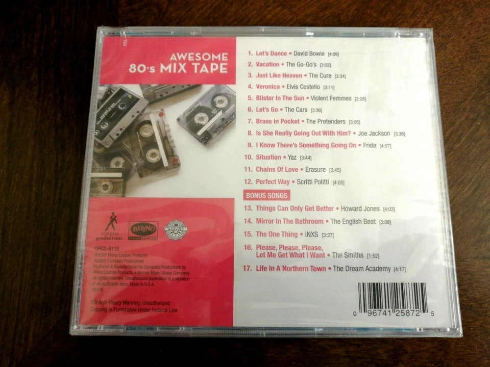 Awesome 80's Mix Tape /David Bowie, The Cure, Elvis Costello, Go-Go's CD NEW - Image 2 of 3
