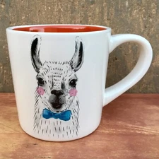 MAGENTA Llama with Blue Bowtie Coffee Tea Mug Cup Red Interior 4” Tall NO CHIPS!