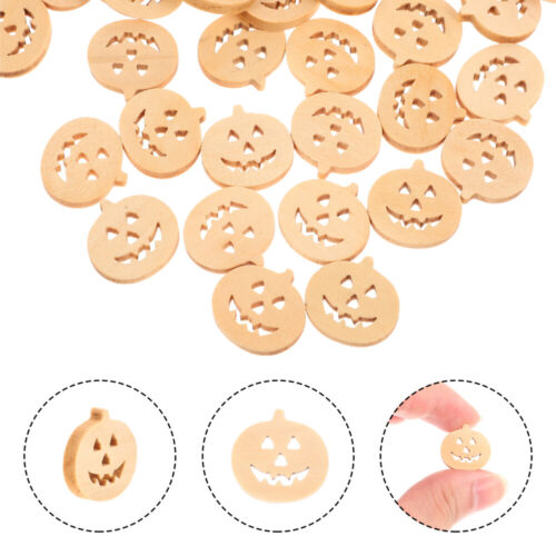 Halloween Pumpkin Buttons 100pcs Flatback Wood Sewing DIY Clothes - Picture 1 of 12