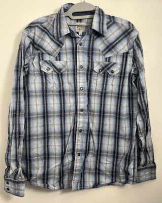 Western Vintage Hemd Herren Moon Shine Blau Small Langarm