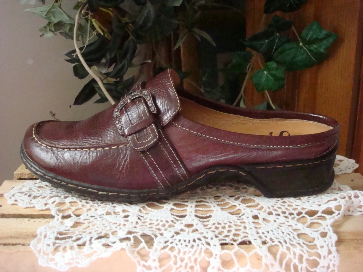 SOFFT~ BROWN LEATHER COMFORT LOAFERS MULES W/BUCKLED STRAP  display picture 2