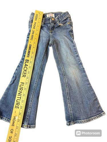 Vintage Oshkosh Size 4 Slim Blue Denim Flare Jeans Butterfly Stitched Flap - Picture 2 of 9