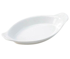 Oval Serving Dish Boat Shape White Porcelain Eared Vegetable Dish 25cm x 14cm