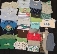 Lot Of 31 Baby Boy Short Sleeve Bodysuits Mixture Of Brands 3-6M
