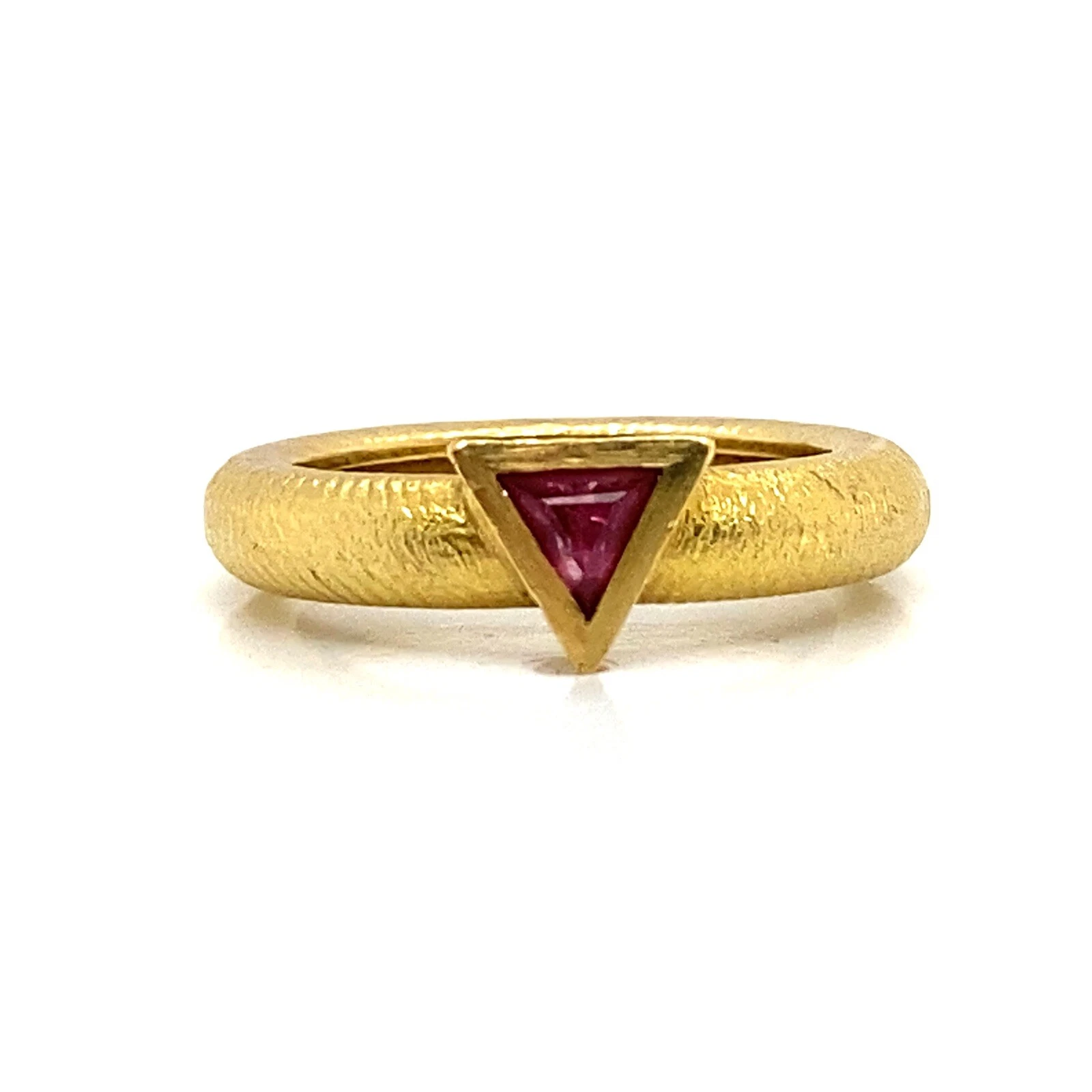 Paul Morelli 18k Yellow Gold Bezel Set 0.25ct Pink Sapphire Ring Size 6.5