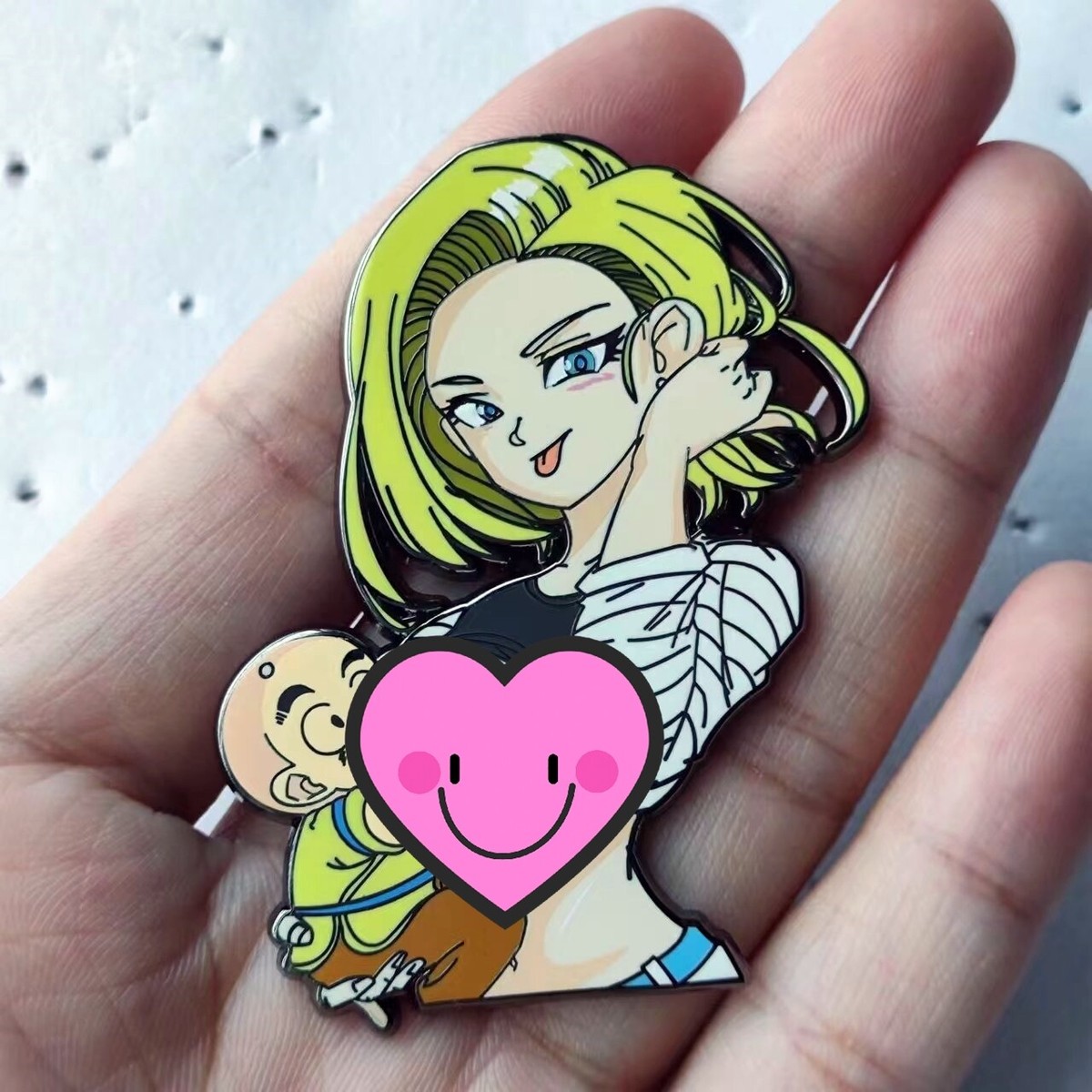 Dragon Ball Z Android 18 and Krillin Fun Enamel Pin Metal Badge