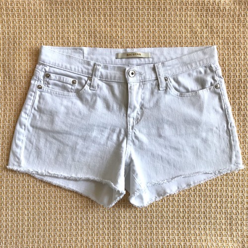 Denim Jeans Shorts Big Star Low Rise Fit Raw Hem Cut Off White Womens 28 Trendy - Picture 6 of 20