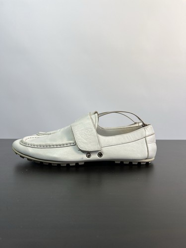 Scarpe da barca vintage Gucci da uomo in pelle sneakers con gancio e passante bianche taglia 40 E - Foto 3 di 24