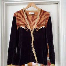 ESE SUÉTER Mujer Lepardo Tigre Estampado Suéter Chaqueta Talla Grande Negro Marrón Óxido