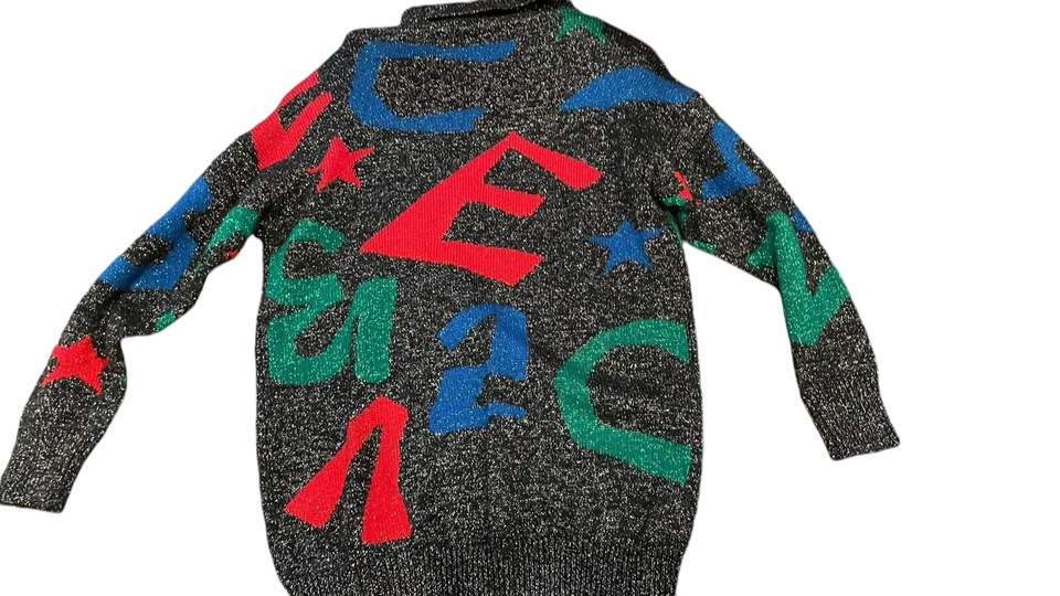 Conjunto de Falda Suéter Cuello Capucha Mezcla Lana de Cordero Metálica Art Deco Años 90 IB Difusión M Foto 3 de 4