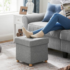 Folding Storage Stool Seat Ottoman Footstool Foot Stools Pouffe Padded Cube Box