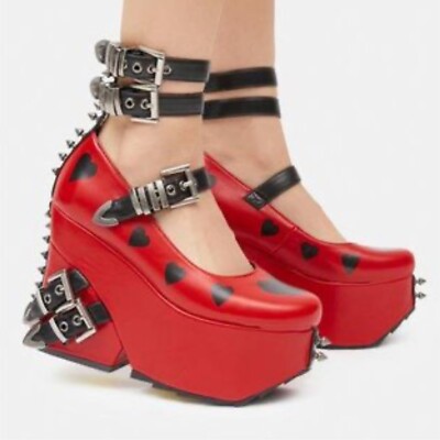 Dolls Kill Heart Platform Slides Lamoda Wicked Heart Buckle Spiked