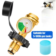 Propane Tank Gauge Brass Adapter w/Gas Pressure Level Meter Indicator for BBQ RV