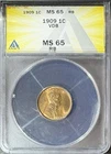 1909 "P" VDB Lincoln WHEAT Cent Penny 1c ANACS MS65 RB BU #44911