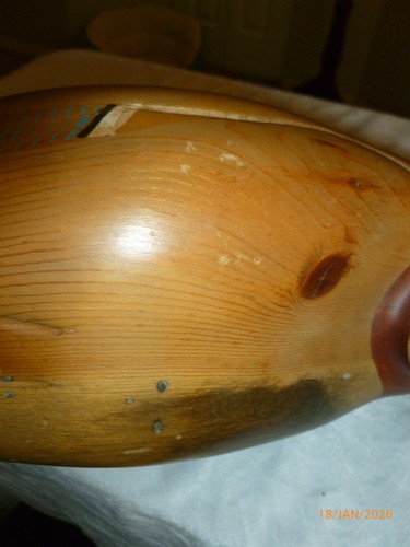 Tom Taber Wooden Mallard Drake Duck Decoy Glass Eyes Signed Vintage 15" - Picture 17 of 18