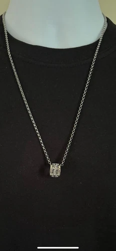 CHROME HEARTS Collana unisex cuori cromati con anello pendente