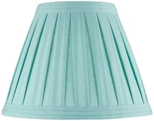 Turquoise Linen Box Pleat Medium Empire Lamp Shade 7" Top x 14" Bottom x 11" H