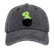 Retro Adjustable Pocket Dinosaur Graphic Washed Dad Hat Unisex Dino Lover Cap