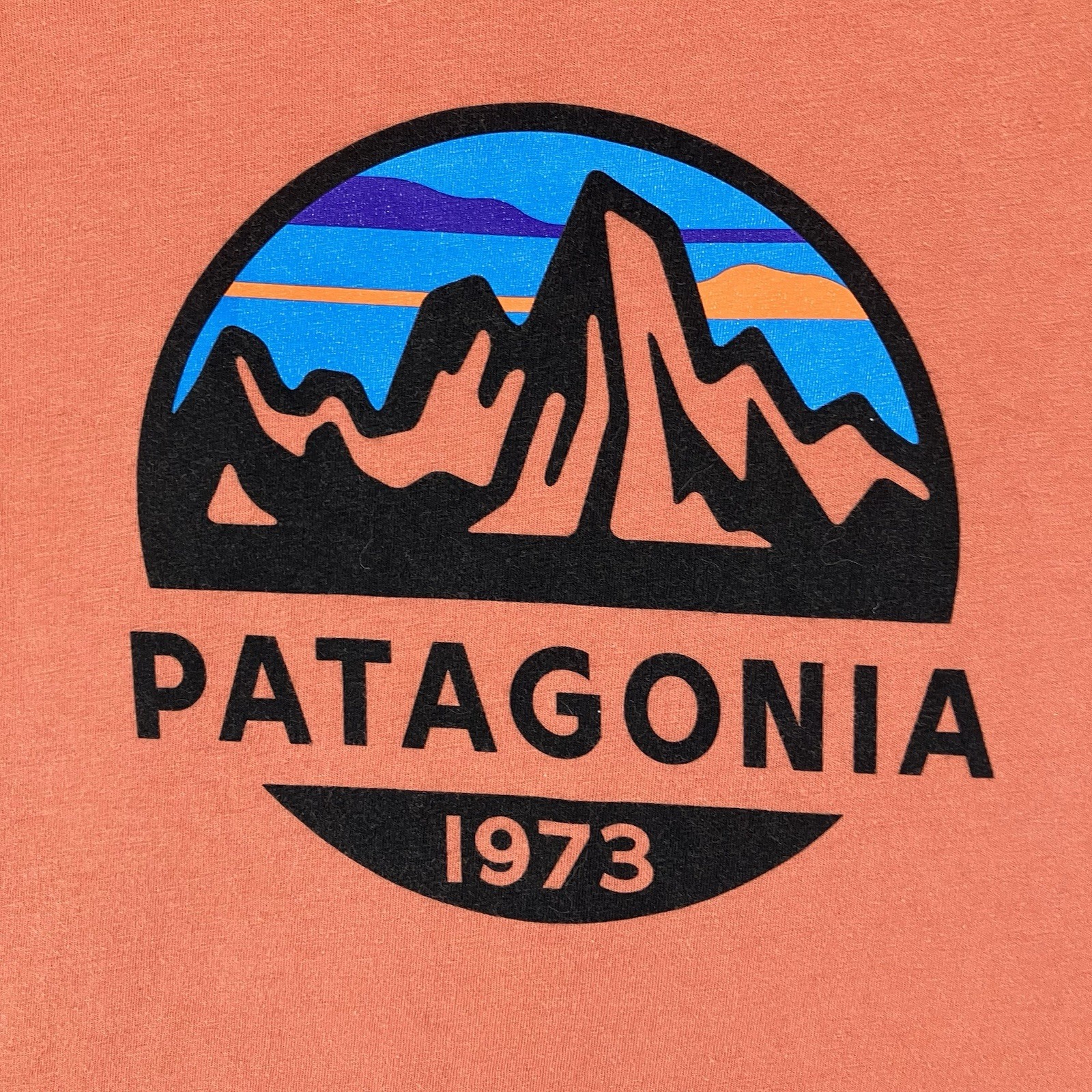 Patagonia 1973 Fitzroy Organic Cotton T-Shirt Mens Sz L Slim Fit Orange Gorpcore thumbnail 3