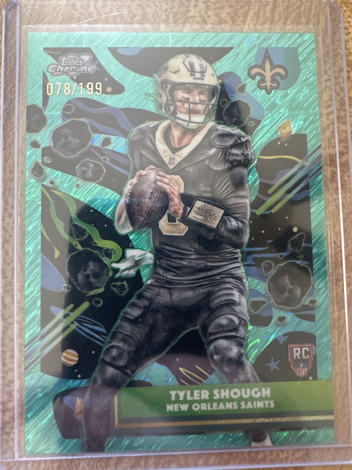 2025 Topps Chrome Cosmic #171 Tyler Shough Aqua Equinox Refractor #/199
