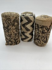 Burlap Ribbon Lot Of 3 Rolls Unwired Jute 5.5" Inch Wide DIY Crafts Garden