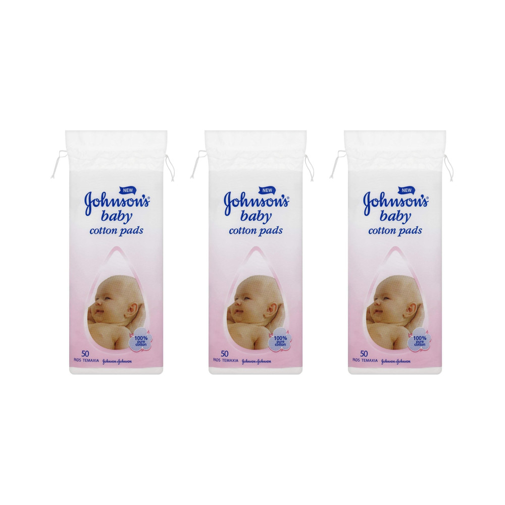 Johnson's Baby Cotton Pads Softening 50 Pieces Pack - Pack of 3