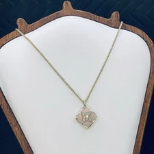 Kendra Scott Dira Gold Crystal Pendant Necklace Pink Mix Floral Charm 22”