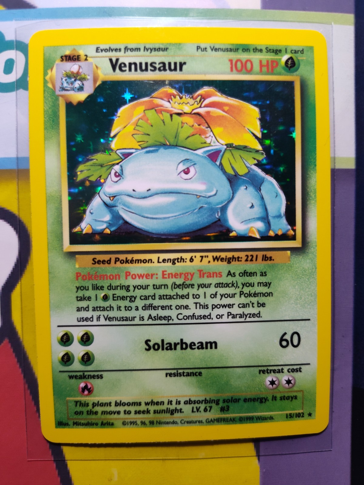 1999 Wizards of the Coast Venusaur 15/102 Base Set Holo Unlimited EN