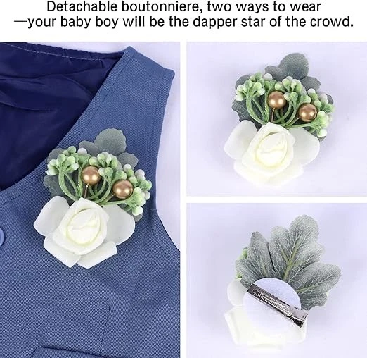 Abito Bimbo Battesimo, Costume da bambino da gentiluomo 3-6 Mesi - Immagine 4 di 4