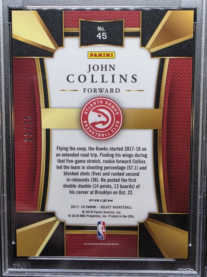 Panini Select John Collins RC Orange Prizm 2017/75 PSA ¡10 Hawks Clippers!! Foto 3 de 4