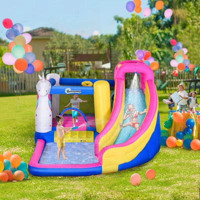 #ad Inflatable Water Slide Bounce House with Trampoline Climbing Wall Water Cannon $449.99