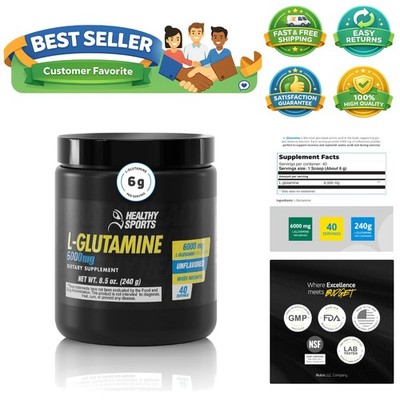 Unflavored L-Glutamine Powder - 40 Servings for Optimal Performance and Recovery